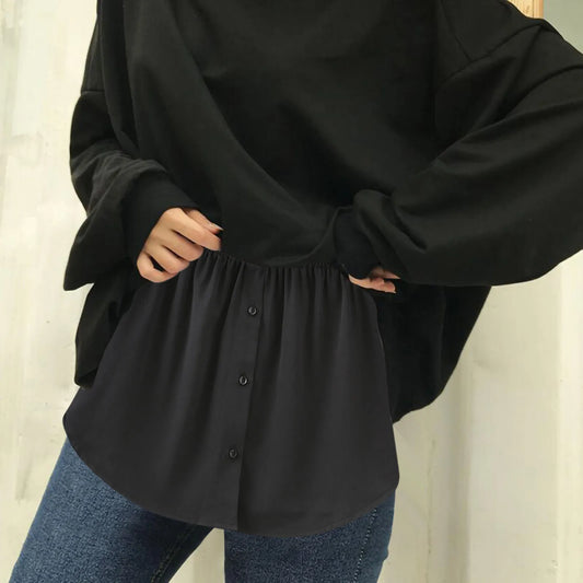 Women Layered Tiered Skirt Sheer Cloth Hem Extender Half Slip Plus Size Pants Decoration Fashion White T-shirt Plus Size