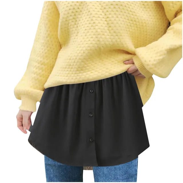 Women Layered Tiered Skirt Sheer Cloth Hem Extender Half Slip Plus Size Pants Decoration Fashion White T-shirt Plus Size
