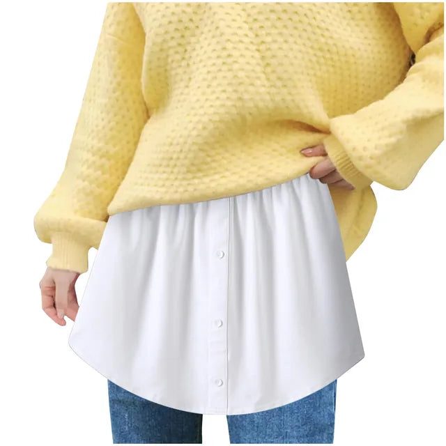 Women Layered Tiered Skirt Sheer Cloth Hem Extender Half Slip Plus Size Pants Decoration Fashion White T-shirt Plus Size