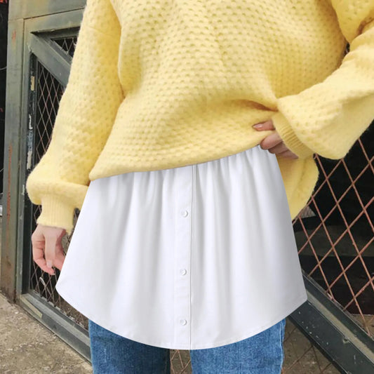 Women Layered Tiered Skirt Sheer Cloth Hem Extender Half Slip Plus Size Pants Decoration Fashion White T-shirt Plus Size
