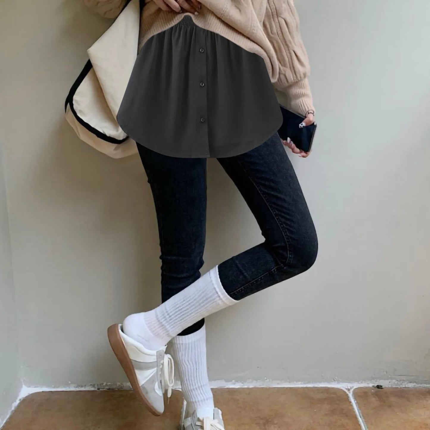 Women Layered Tiered Skirt Sheer Cloth Hem Extender Half Slip Plus Size Pants Decoration Fashion White T-shirt Plus Size