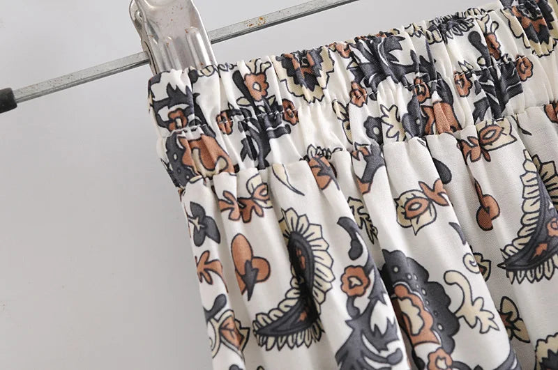 Bohemian Floral Hippie Fadal Casual Beachwear Rayon Cotton Tassel Maxi Skirts Women's Skirt