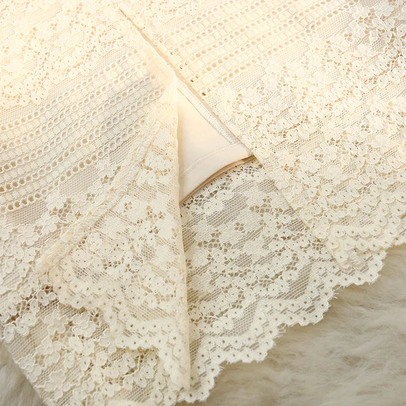 High Waist Lace Elegant Women s Midi Skirts 2022 New Female Minimalism Chic Back Split Sheath Wrap Skirts Spring Summer