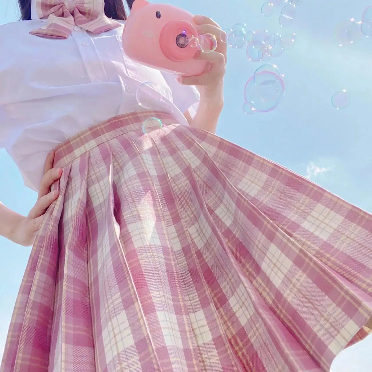 Summer Women's Mini Skirt Harajuku Korean Fashion Sweet Cute Jk Kawaii Skirt Girl High Waist Plaid Pink Pleated Skirt
